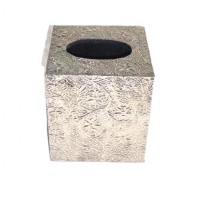 German Silver Tissue box with Embossed floral patterns