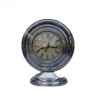 Round cast Aluminium table clock on oval base available in other finishes