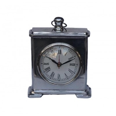 Square with round dial clock in mirror polish Finish and also available in nickel plating