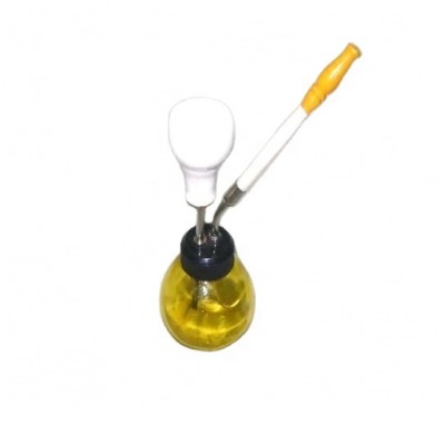 Yellow Coloured Glass Hookah with metal and ceramic part in white