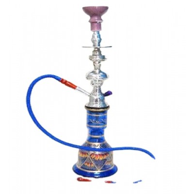 Blue Glass Hookah painted with metal and ceramic parts