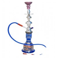 Blue Glass Hookah painted with metal and ceramic parts