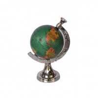 Desk top decorative rotating world globe on arch style metal stand with nickel plating