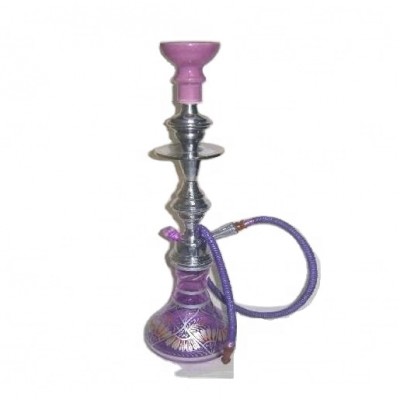 purple Coloured Glass and metal Hookah with metal and ceramic parts