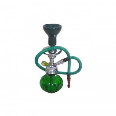 green colour base Glass Hookah with metal and ceramic parts