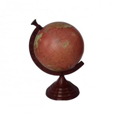 Desk top decorative rotating mini world globe on arch style metal stand brown color globe