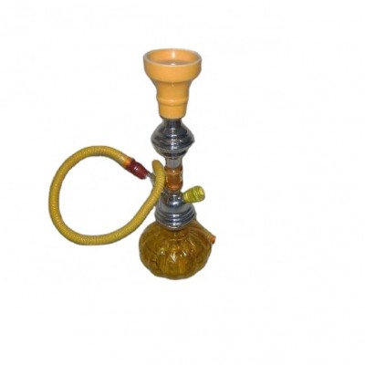 yellow colour Glass base Hookah with metal and ceramic parts