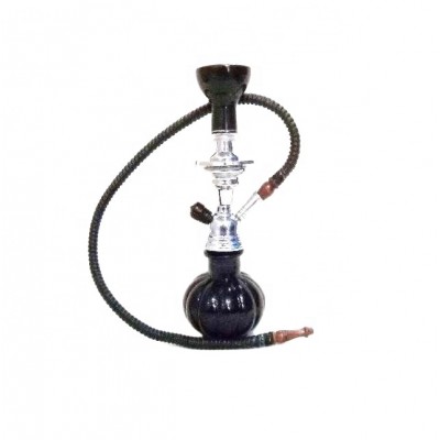 Coloured Glass Hookah in black with metal and ceramic part in black