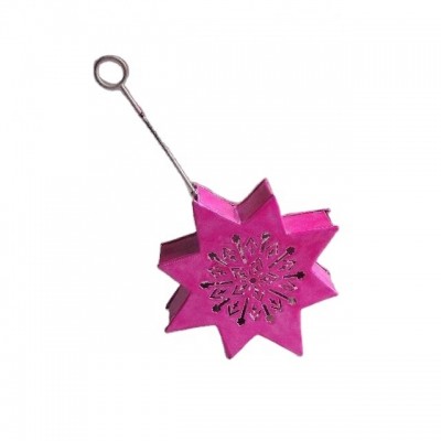 star Metal Indian Lantern with Ceramic finish patterns in pink color other colors available